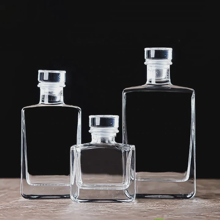 50Ml To 200Ml Rectangular Glass Bottle For Liquor With Cork