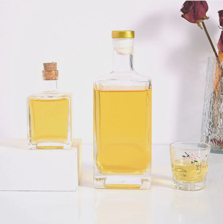 Clear 120Ml To 1000Ml Glass Bottles For Spirits With Cork