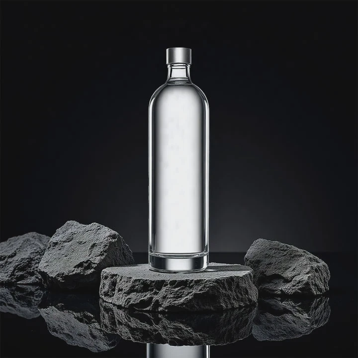 500Ml & 750Ml Custom Transparent Crystal Cylinder Glass Bottle For Spirits