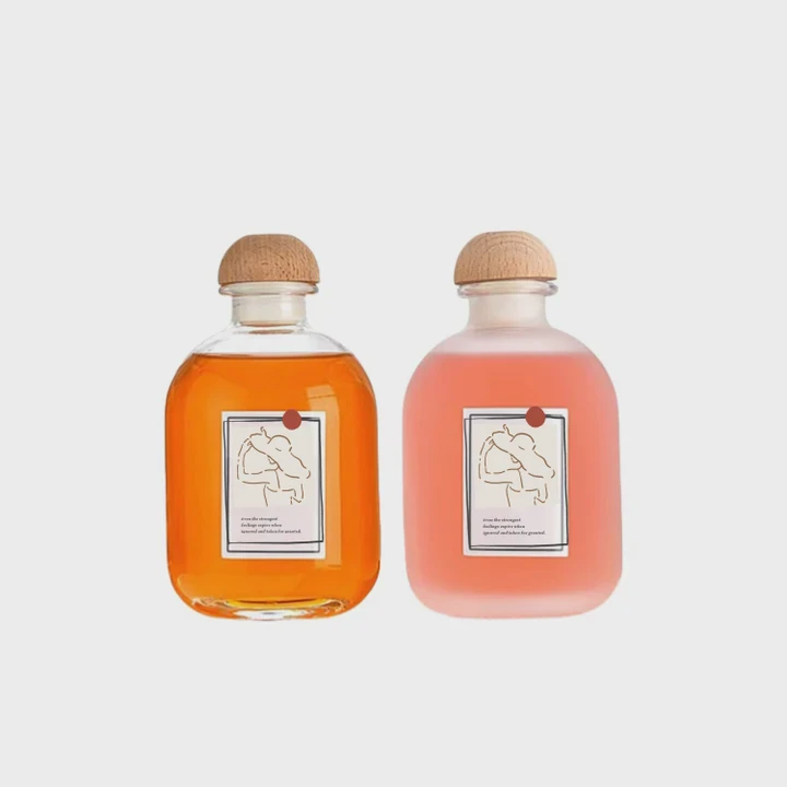 Mini Frost-Handled Glass Bottles For Spirits And Liquor With Cork