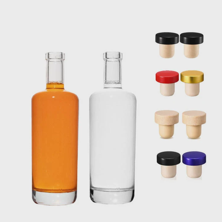 375Ml To 750Ml Round Glass Bottle For Spirits With Oxygen And Cork