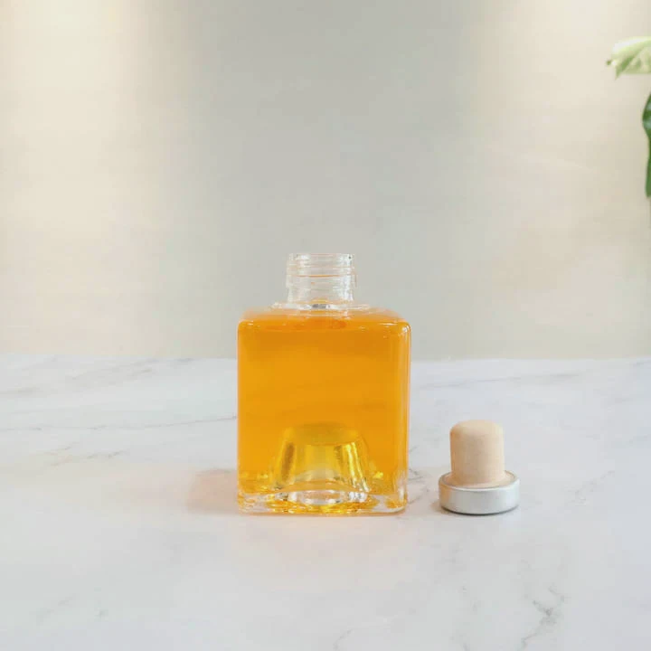 150Ml Square Glass Bottle For Spirits With Concave Bottom