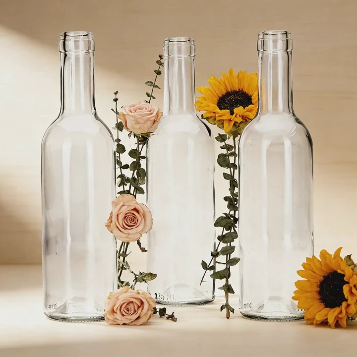 Clear Wine Bottle With Cork Cap
