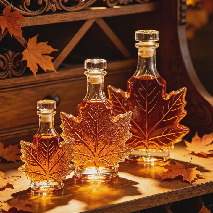 Maple Leaf Glass Wine Bottle