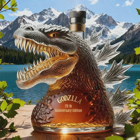 Godzilla Shape Glass Bottle