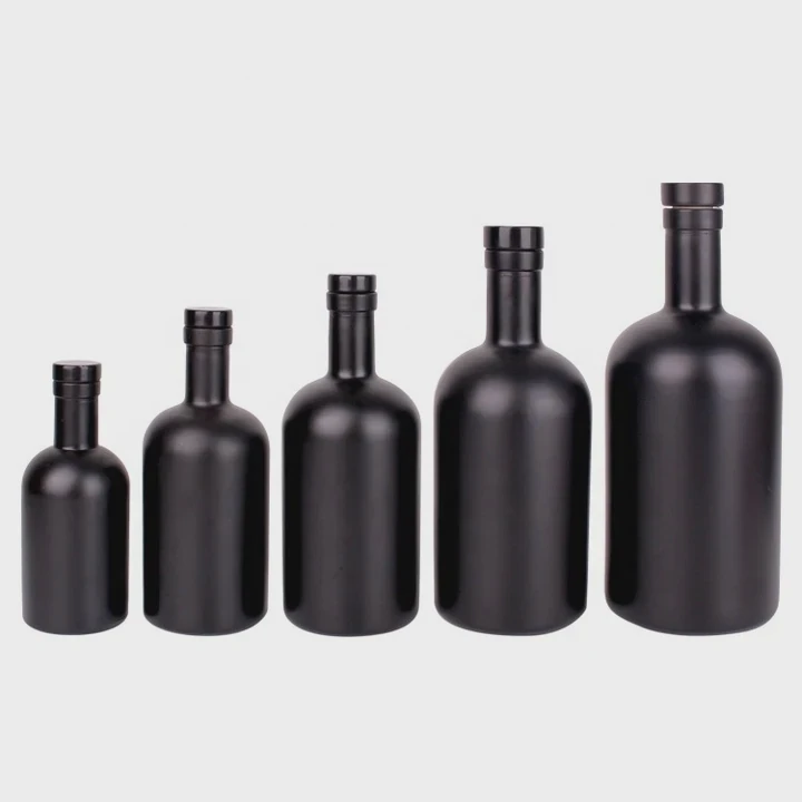 Matte Black Liquor Glass Bottle