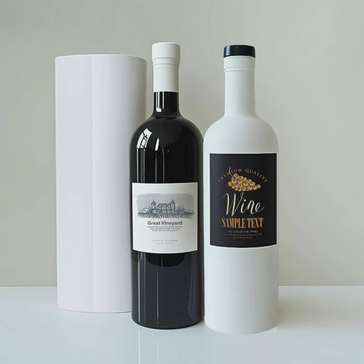 Black White Glass Liquor Bottle