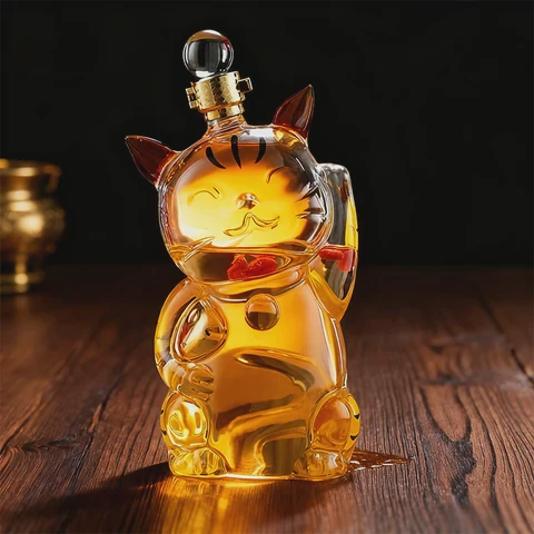 Maneki Neko Glass Bottle