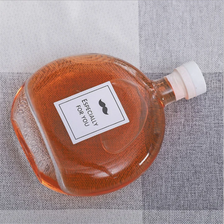 Flat Round Glass Liquor Bottle
