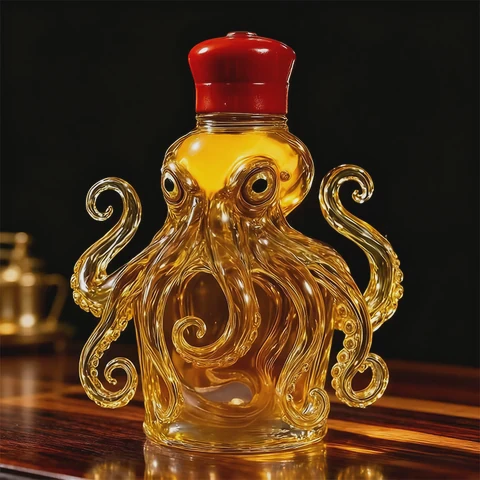 Octopus Glass Wine Bottle